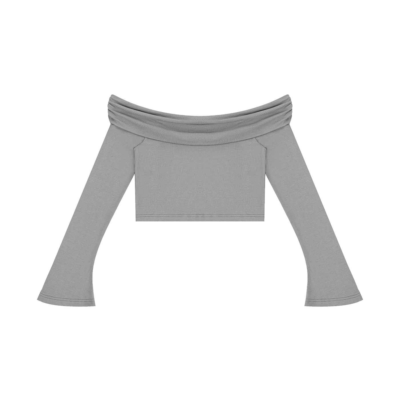 "Brooklyn Republic Essentials" Women's Off-the-Shoulder Bell Sleeve Crop
