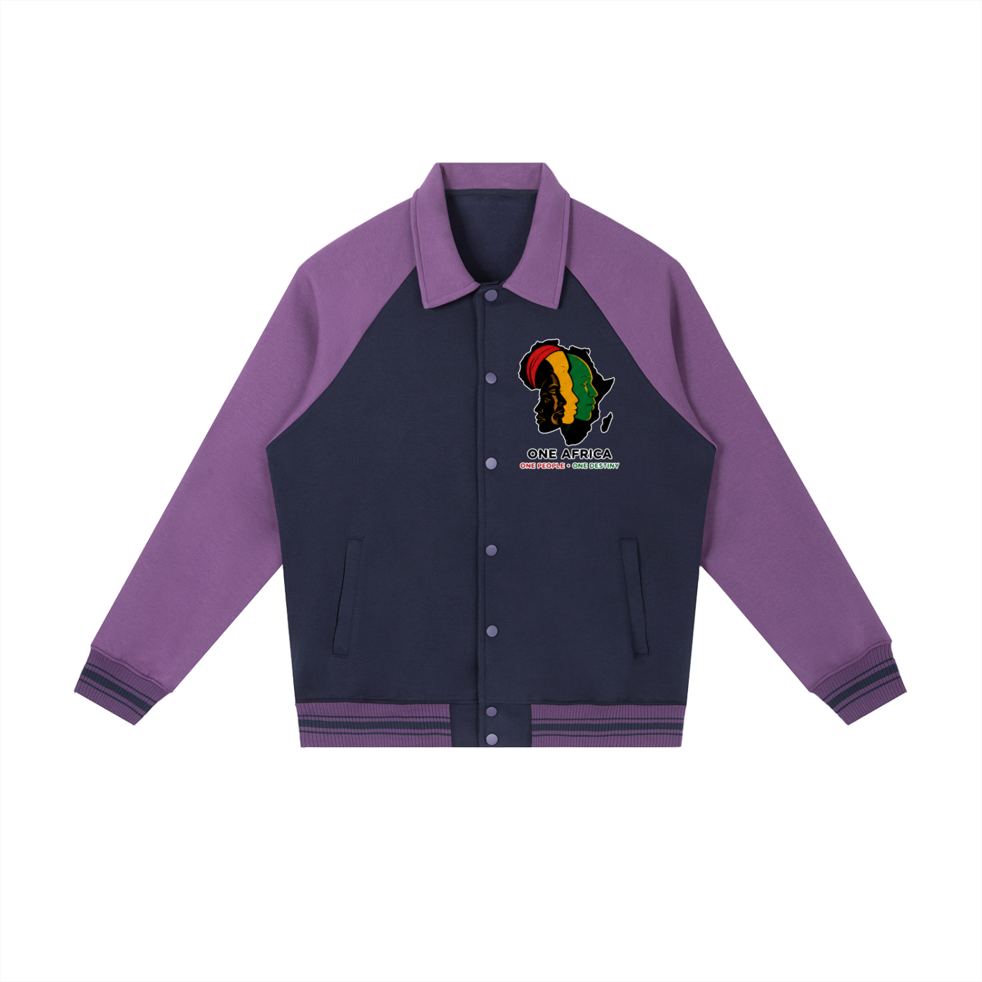 "One Blood" Raglan Sleeve Baseball Jacket
