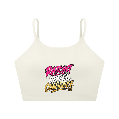 "Ratchet Level Confidence" Spaghetti Strap Yoga Sports Bra