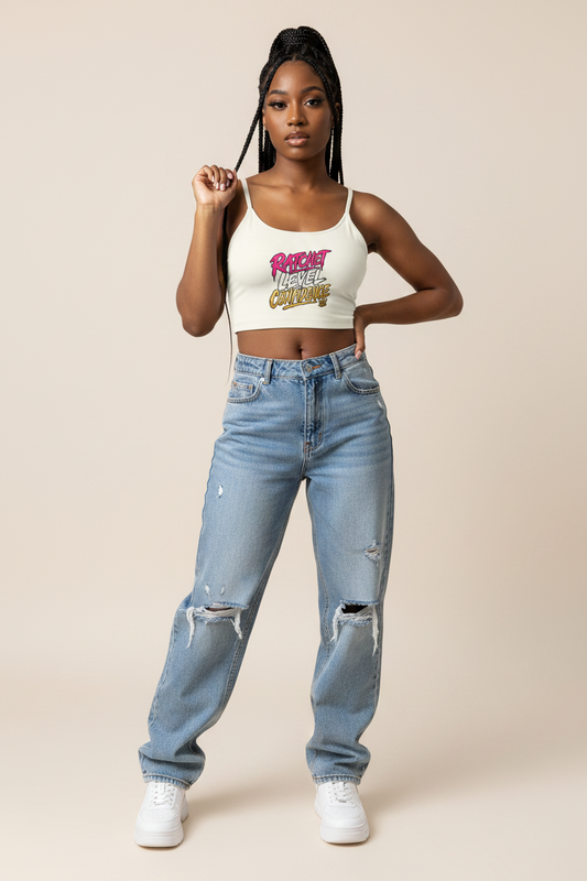 "Ratchet Level Confidence" Spaghetti Strap Yoga Sports Bra