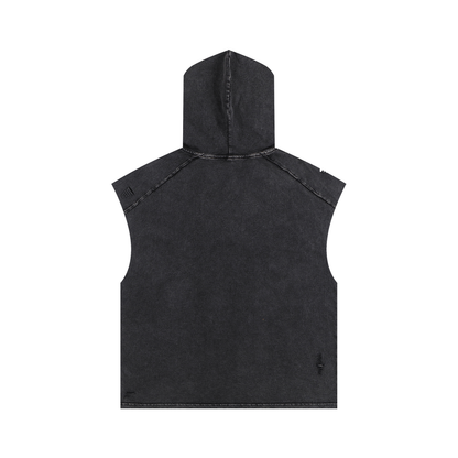 "Iron Mike" Snow Washed Boxy Hooded Tank Top