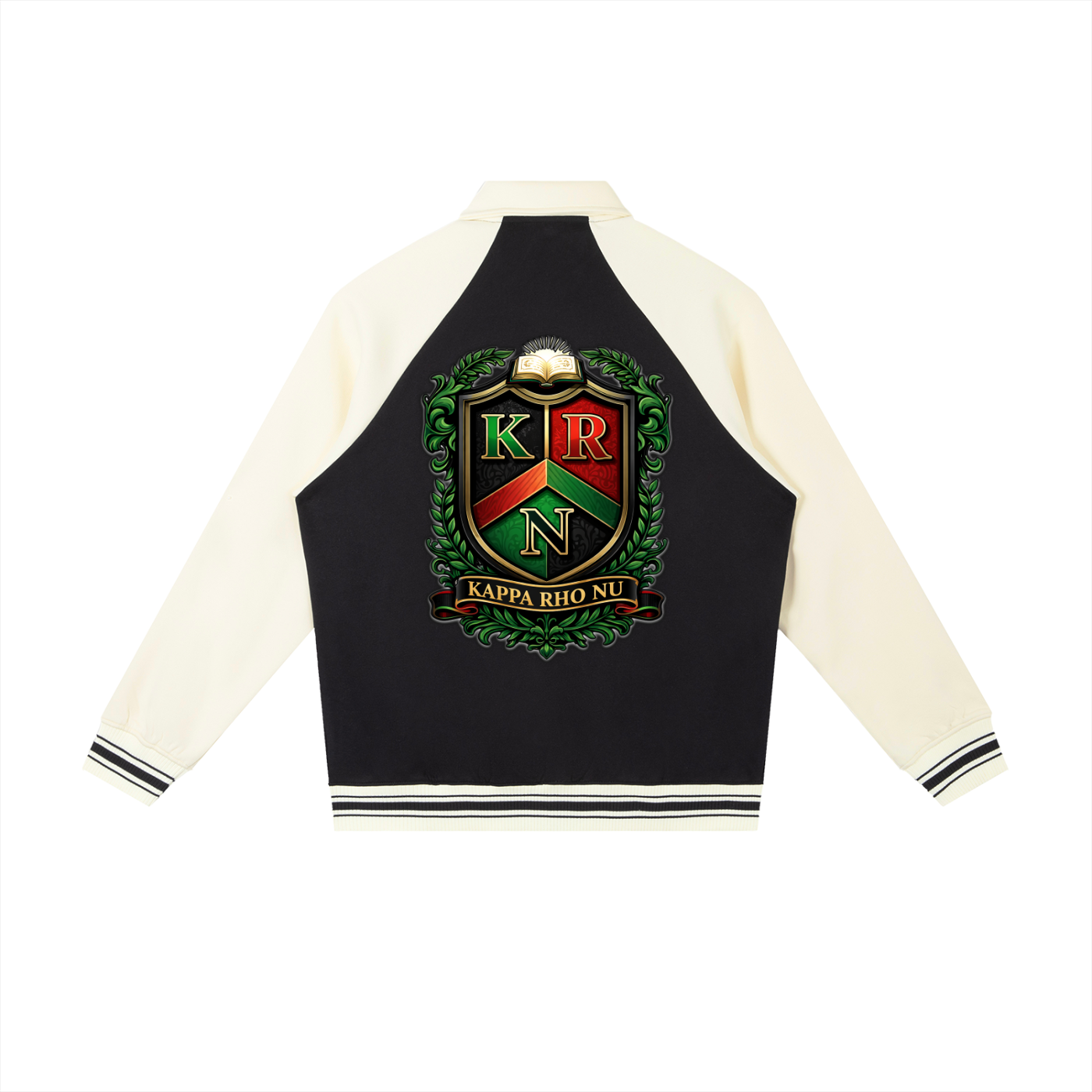 "Kappa Rho Nu" Contrast Raglan Sleeve Baseball Jacket