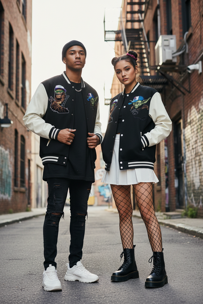 "The Republic" Two-Tone Fleeced Varsity Jacket