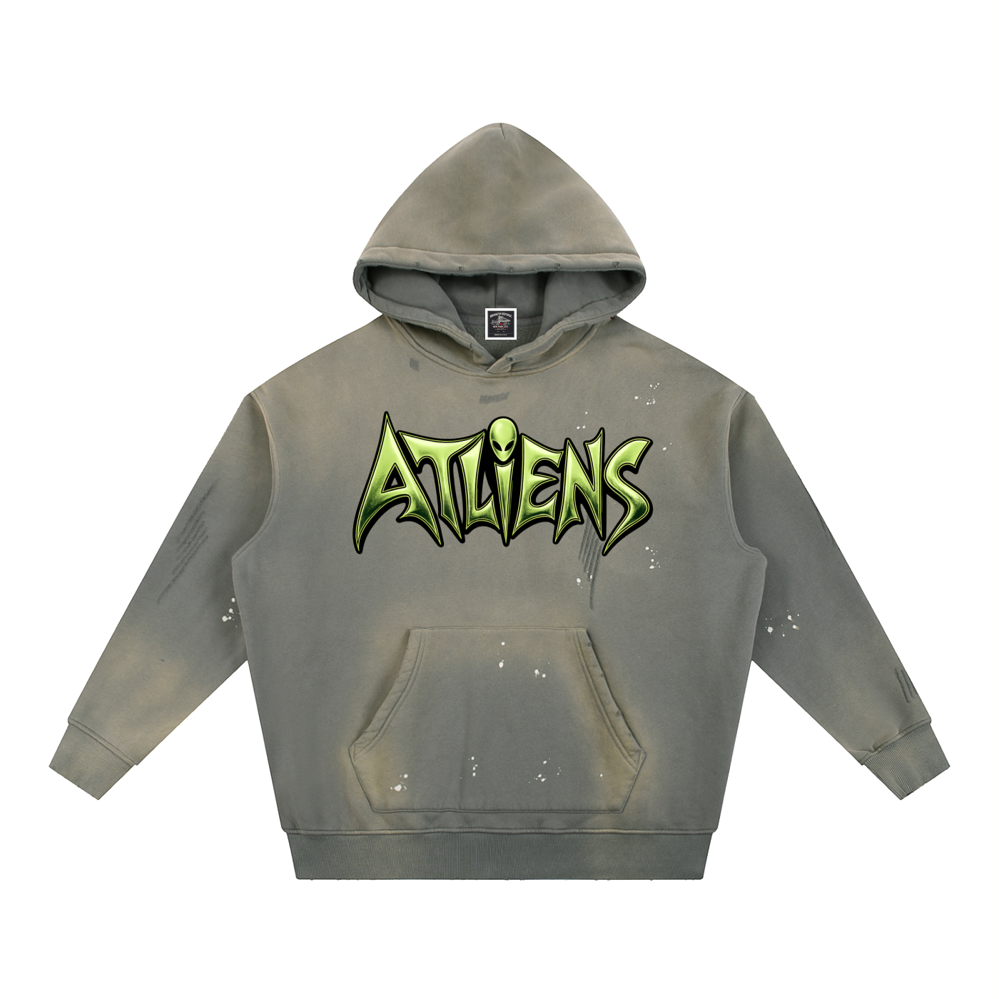 "ATLiens" Vintage Washed Frayed Fleece Hoodie