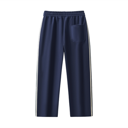 "Brooklyn Republic Essentials" Contrast Side-Stripe Straight-Leg  Pants