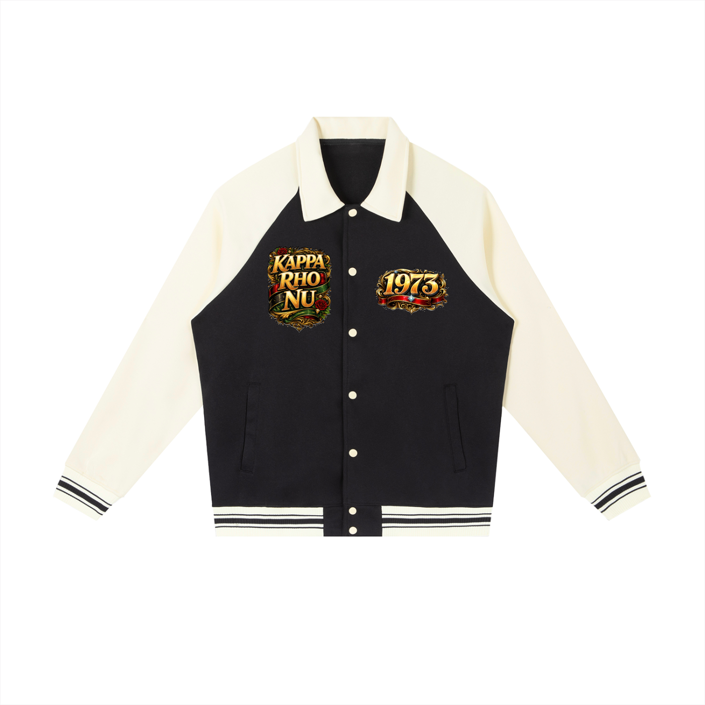 "Kappa Rho Nu" Contrast Raglan Sleeve Baseball Jacket