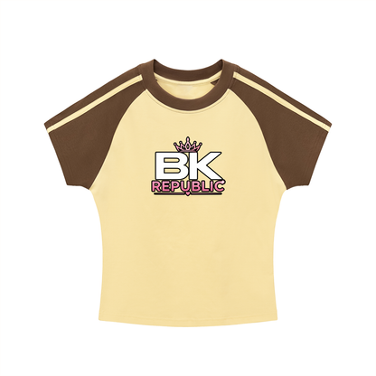 "Brooklyn Republic Essentials"  Women's Contrast Stripes Bodycon Raglan  Sleeve T-Shirt