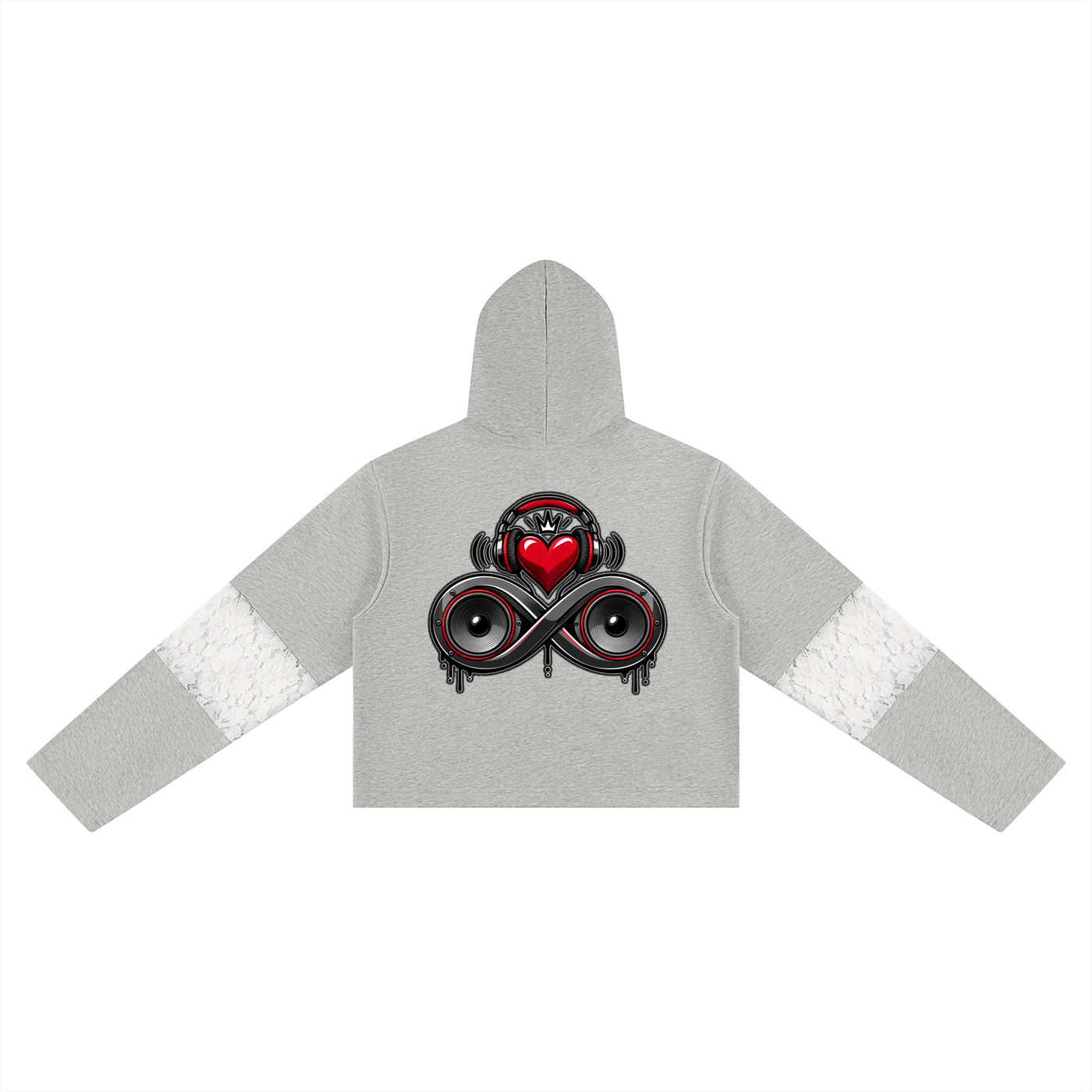 Infinity Sione™ "Heartbeatz" Women’s Cropped Lace-Panel Hoodie