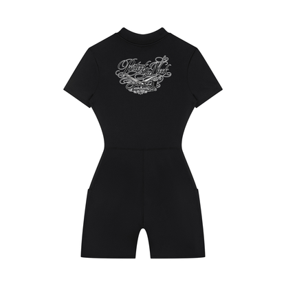 "PYN™ x BKRP™" Mathematics Women's Quarter-Zip Short Sleeve Romper