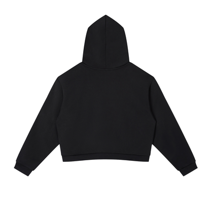 "Brooklyn Republic Essentials" Women's 3-D Block Party Contrast Side Stripe Cropped Hoodie