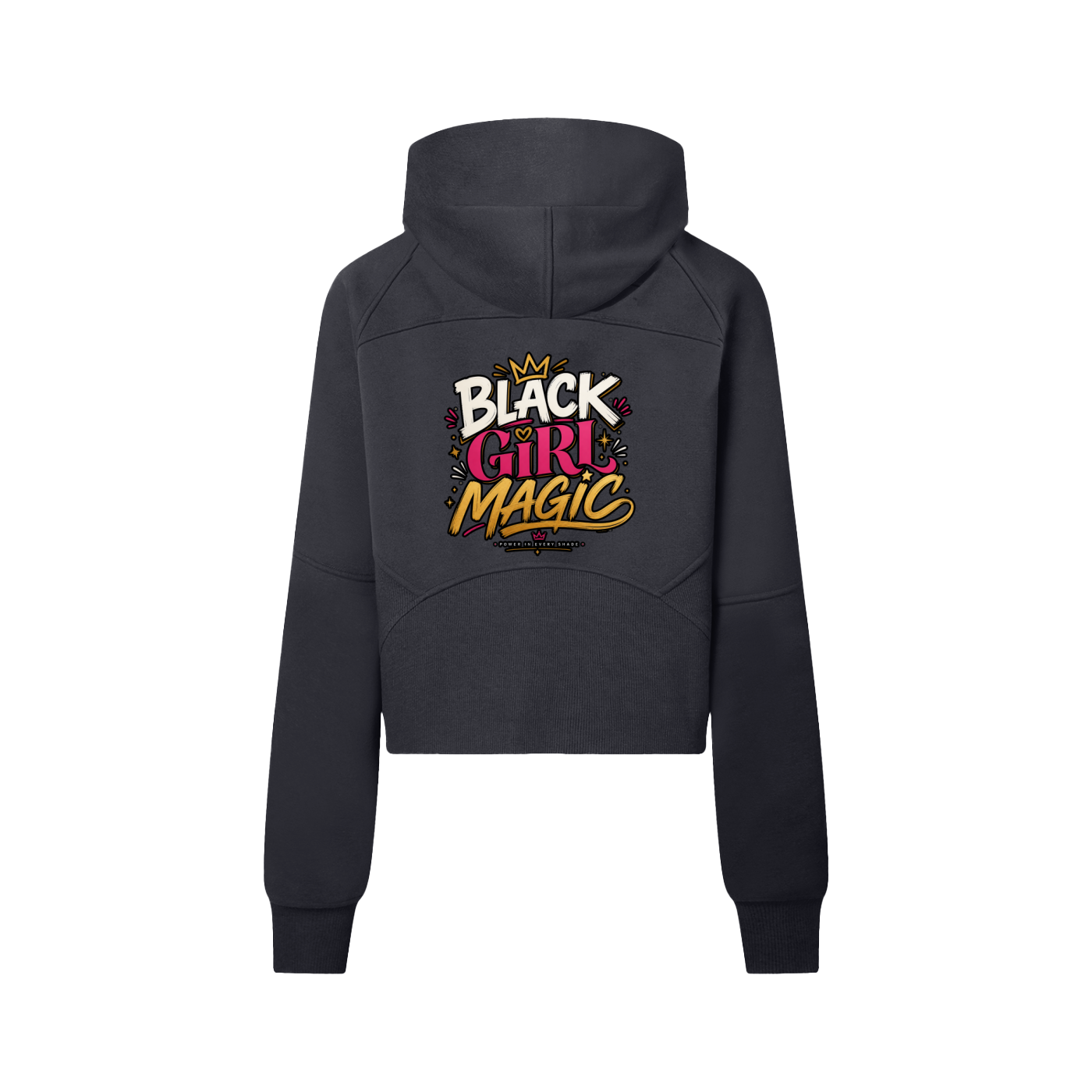 "Black Girl Magic" Cropped Half-Zip Hoodie