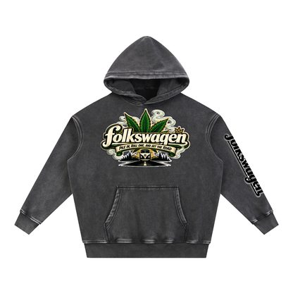 "Folkswagen" Snow Wash Fleece Oversize Hoodie