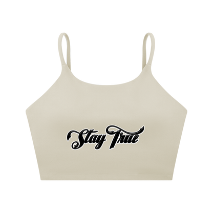 "STAY TRUE" Spaghetti Strap Yoga Sports Bra