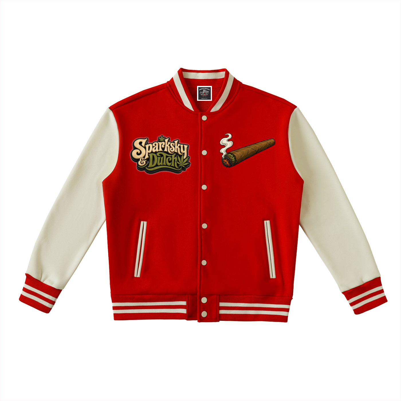 "Sparksky & Dutch" Two-Tone Fleeced Varsity Jacket