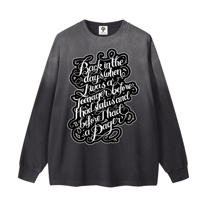 "Back in the Day" Gradient Washed Long Sleeve T-Shirt