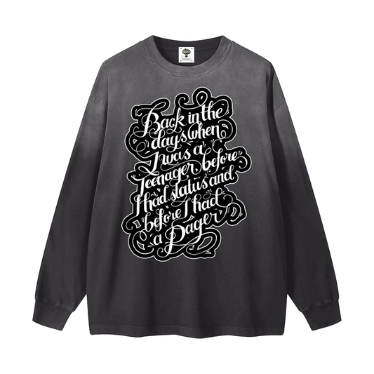 "Back in the Day" Gradient Washed Long Sleeve T-Shirt