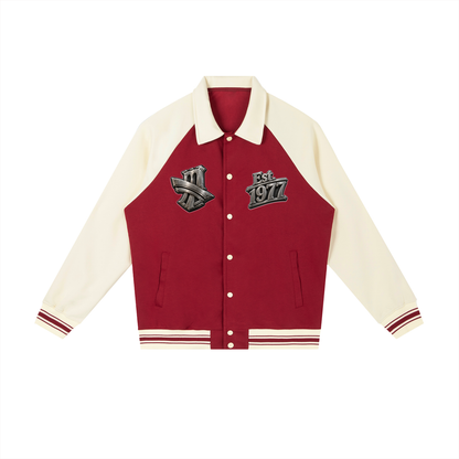 "All-Star" Contrast Raglan Sleeve Baseball Jacket