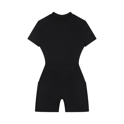 "Brooklyn Republic Essentials" Women's Quarter-Zip Short Sleeve Romper