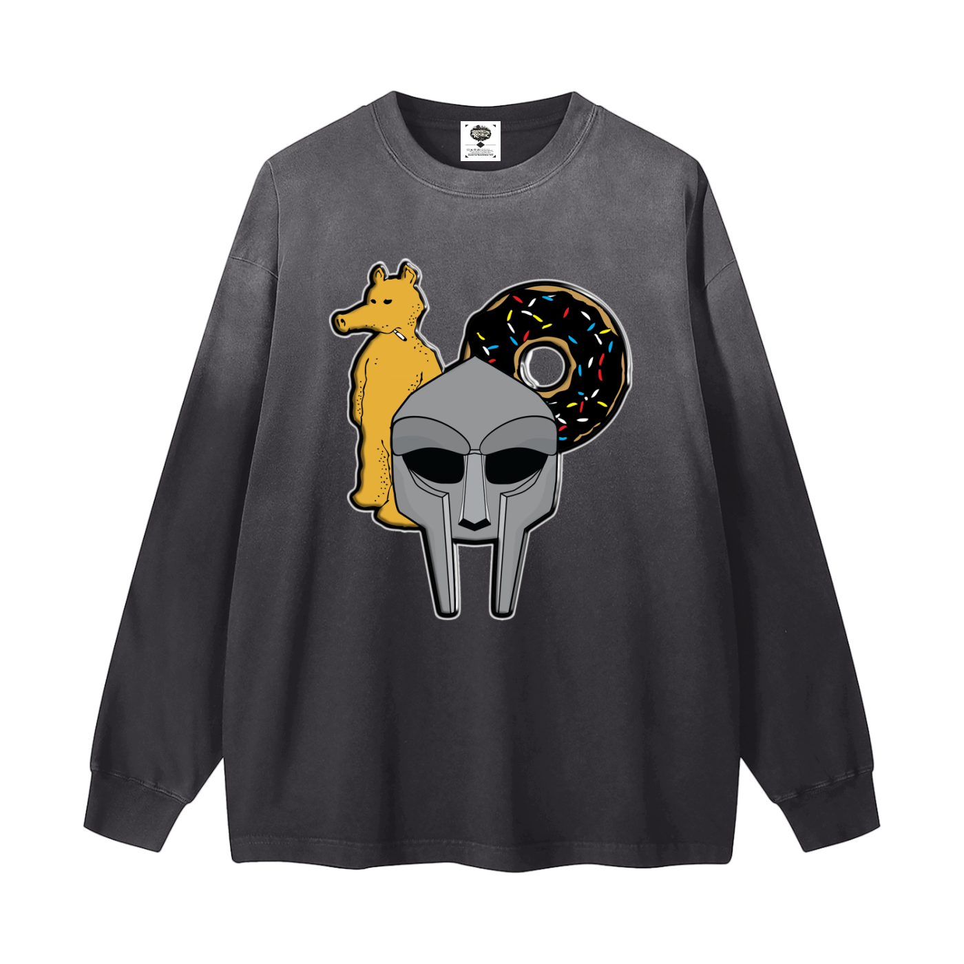 "MadDillaDoom" Gradient Washed Long Sleeve T-Shirt