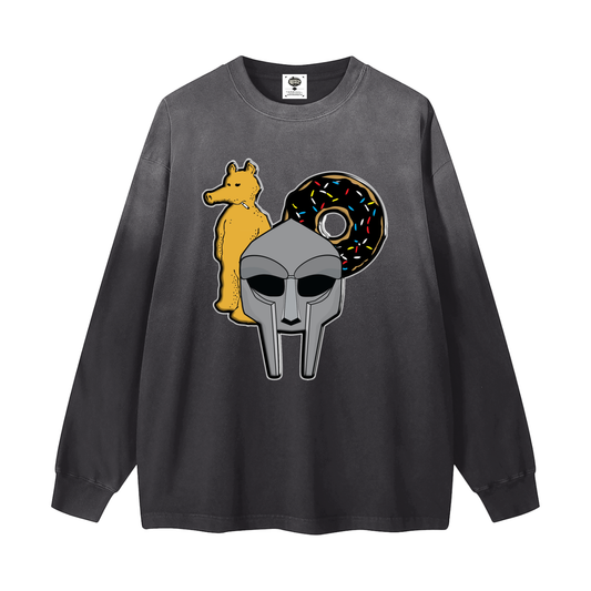"MadDillaDoom" Gradient Washed Long Sleeve T-Shirt