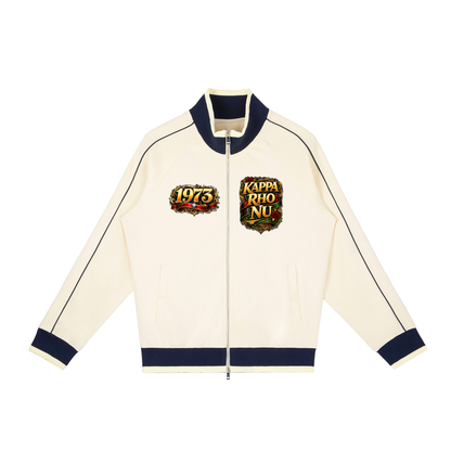 “Kappa Rho Nu” Color Block Raglan Sleeve Zip Track Jacket