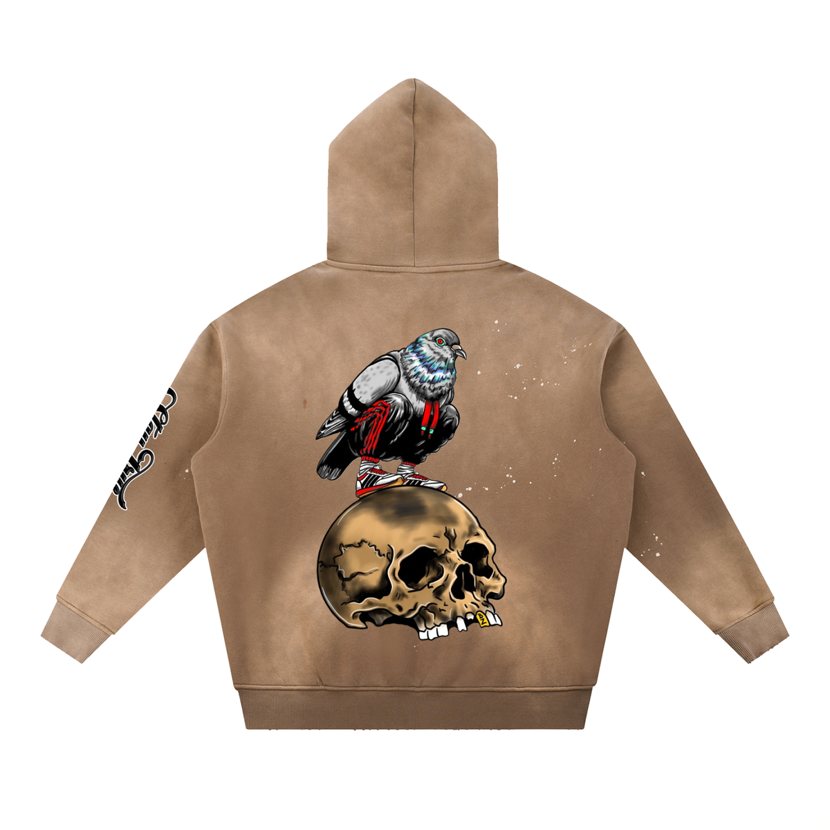 Brooklyn Zoo™ "Filthy Pigeon" Vintage Washed Frayed Fleece Hoodie