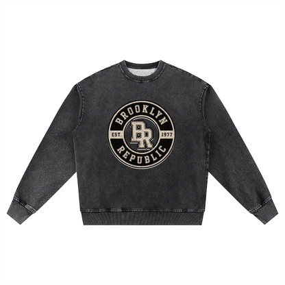 "Brooklyn Republic Essentials" Women's Snow Wash Oversized Crewneck Sweatshirt