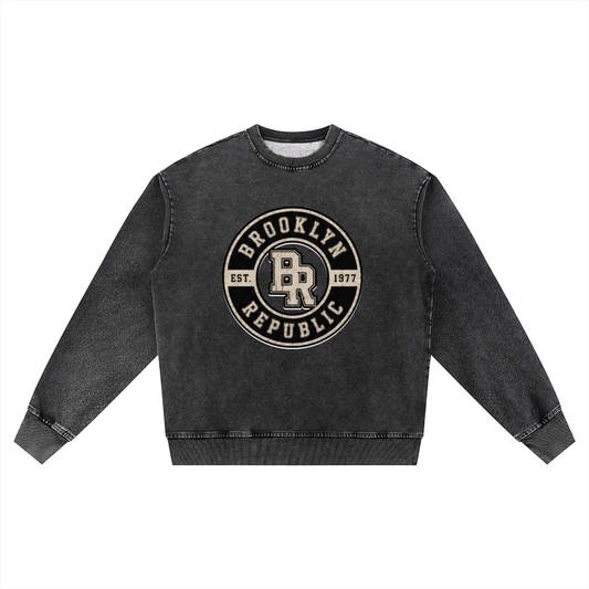 "Brooklyn Republic Essentials" Snow Wash Oversized Crewneck Sweatshirt