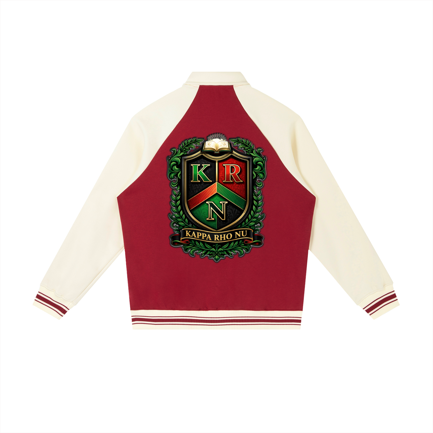 "Kappa Rho Nu" Contrast Raglan Sleeve Baseball Jacket