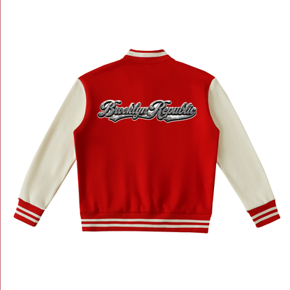 "Brooklyn University" Two-Tone Fleeced Varsity Jacket