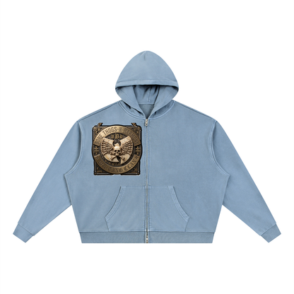 PYN™ "The Final Chamber" Legacy Vintage Wash Full Zip Boxy Hoodie
