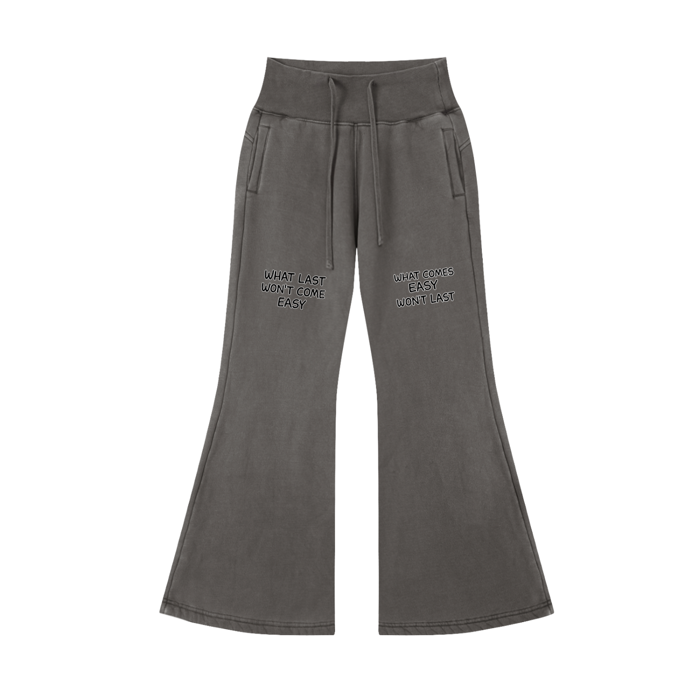 "STAY TRUE" Vintage Washed Flared Fleece Pants