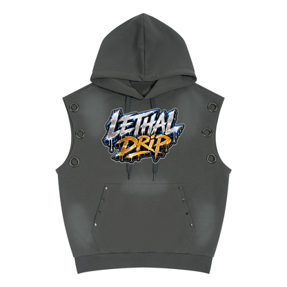 "Lethal Drip" Unisex Vintage Wash Sun Fade Sleeveless Hoodie