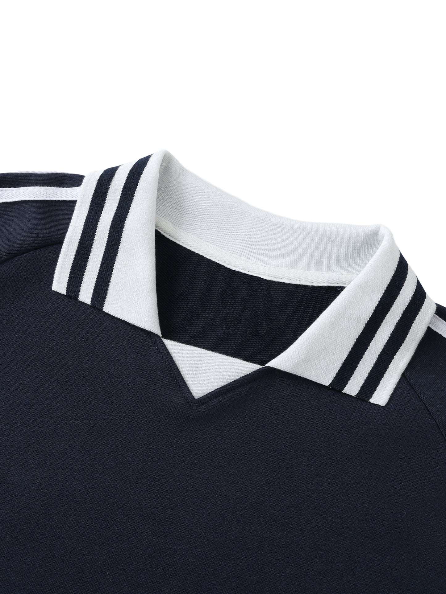 "DREAM CHASERS" Contrast Striped Lapel Collar Sweatshirt
