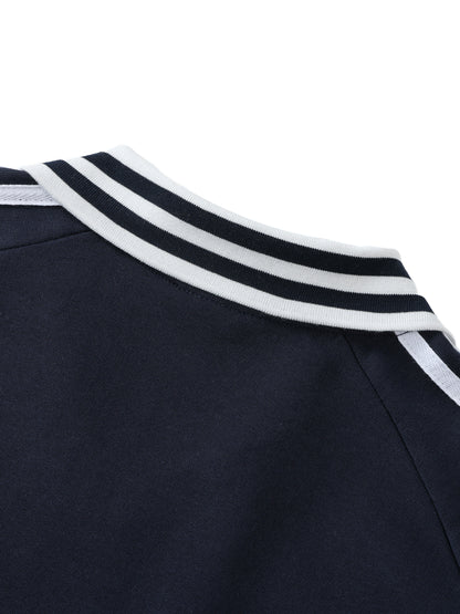 "DREAM CHASERS" Contrast Striped Lapel Collar Sweatshirt