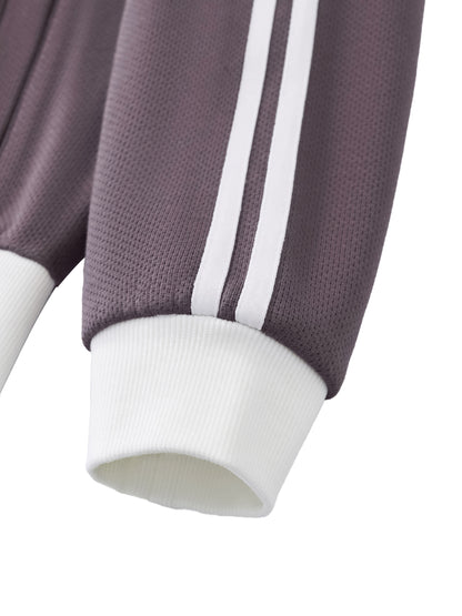 "Sankofa" Contrast Side Stripe Fleece Cropped Track Jacket