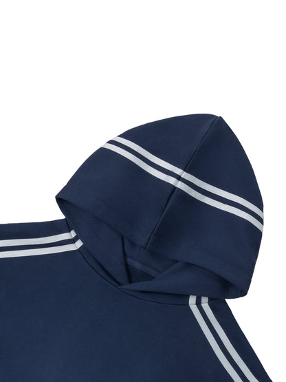 "Brooklyn Republic Essentials" Women's 3-D Block Party Contrast Side Stripe Cropped Hoodie