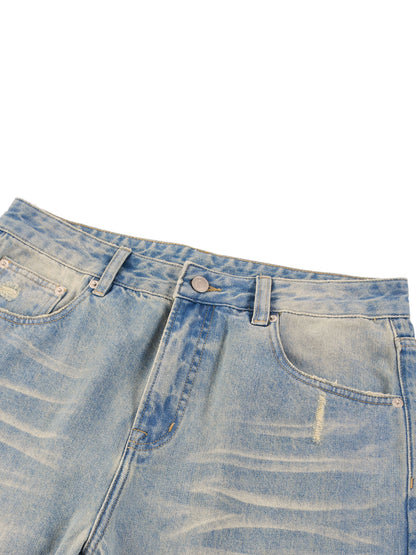 Men's Sun Fade Raw Hem Denim Jeans
