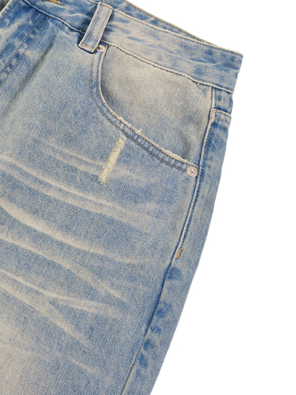 Men's Sun Fade Raw Hem Denim Jeans