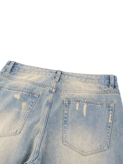 Men's Sun Fade Raw Hem Denim Jeans