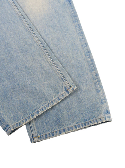 Men's Sun Fade Raw Hem Denim Jeans