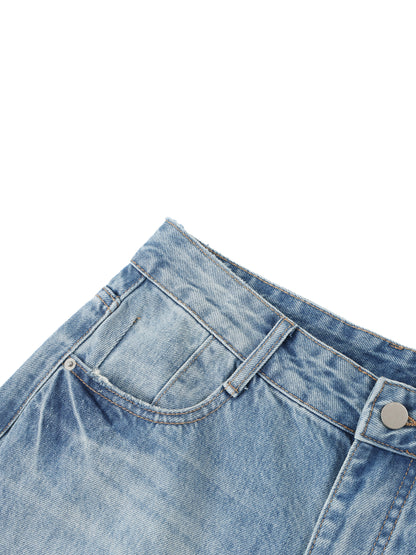 " Brooklyn Republic Essentials" Women's Vintage Wash Distressed Wide Leg Jeans
