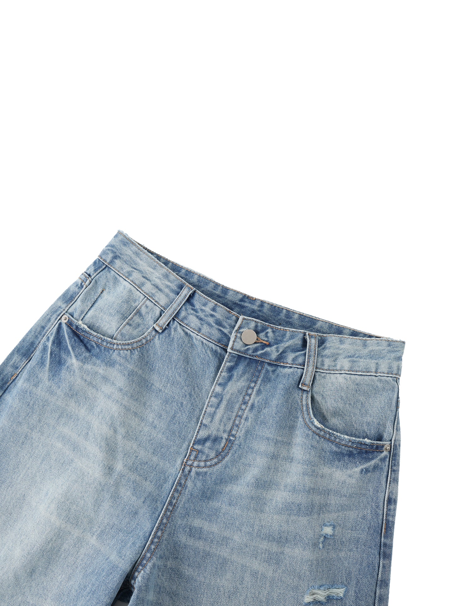 " Brooklyn Republic Essentials" Women's Vintage Wash Distressed Wide Leg Jeans