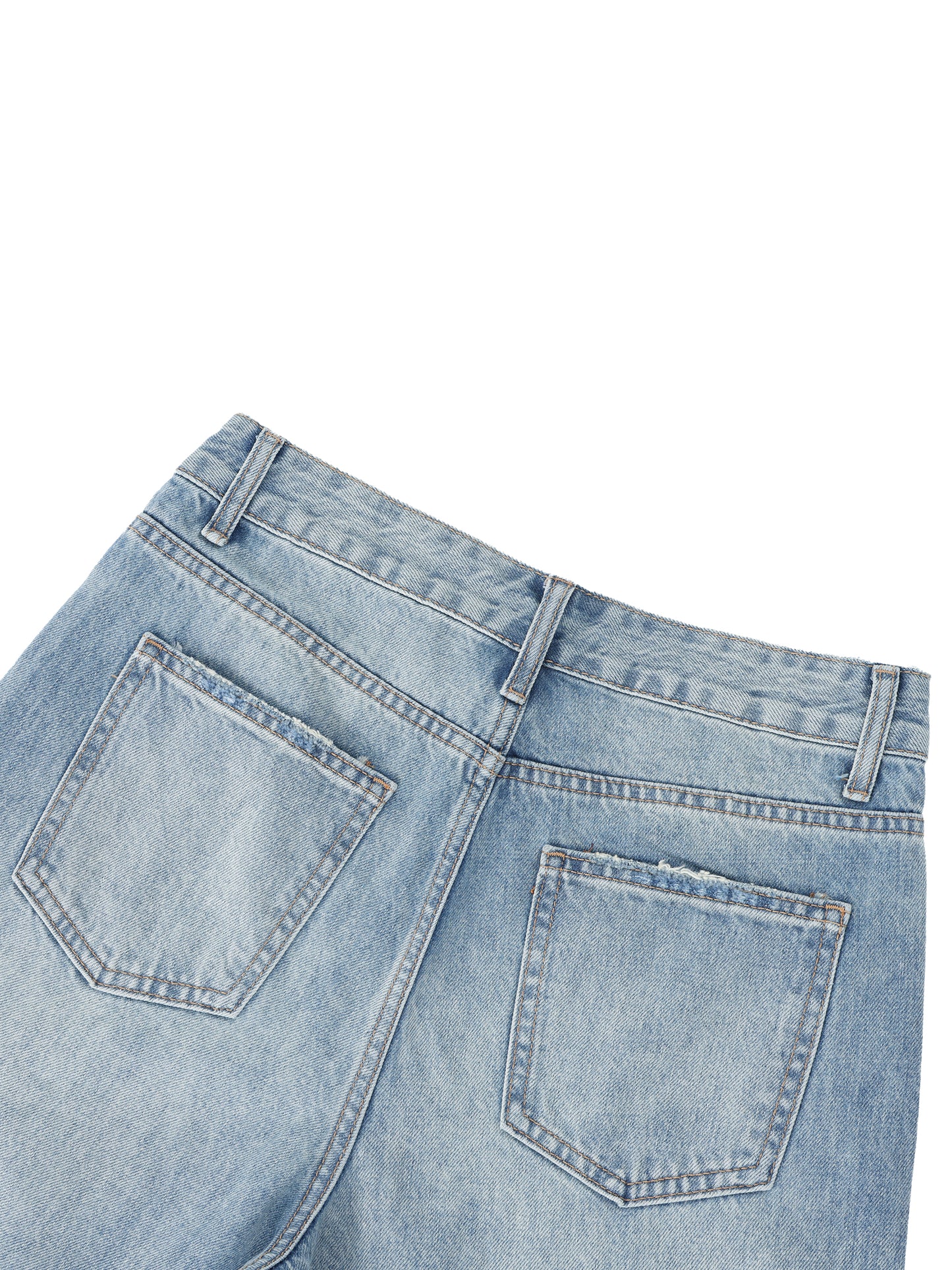 " Brooklyn Republic Essentials" Women's Vintage Wash Distressed Wide Leg Jeans