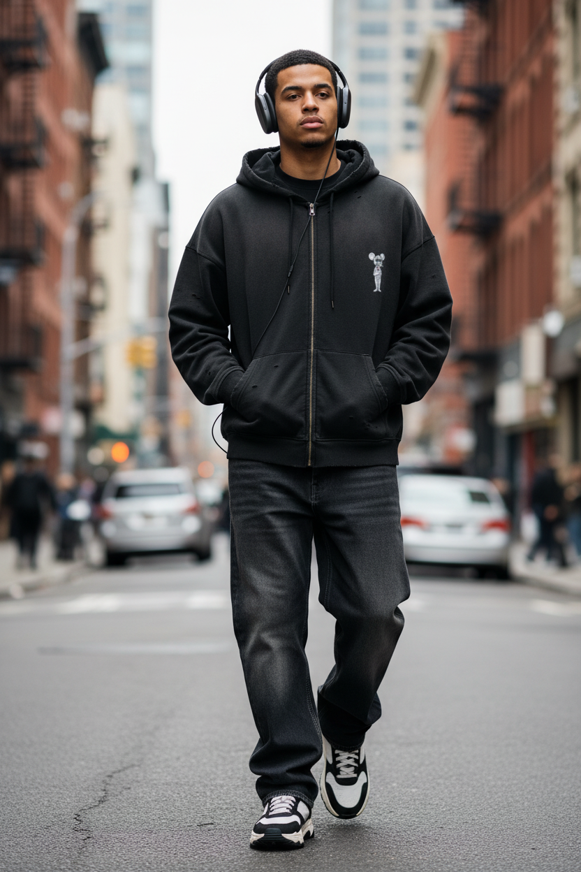 "Danger Mouse" Embroidered Full-Zip Hoodie