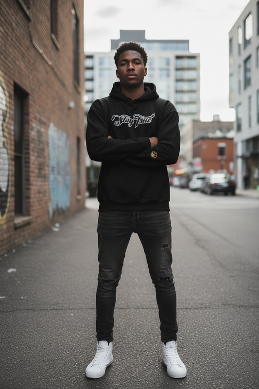 "STAY TRUE" Embroidered Hoodie