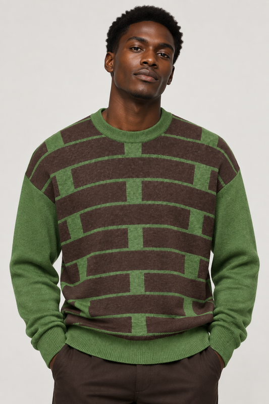 Hillman College™ "Kojo Achebe" Relaxed Fit Knitted Crew Neck Sweater